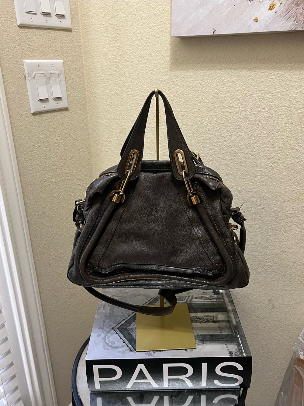 Chloe Brown Leather Satchel with Gold-Tone Hardware